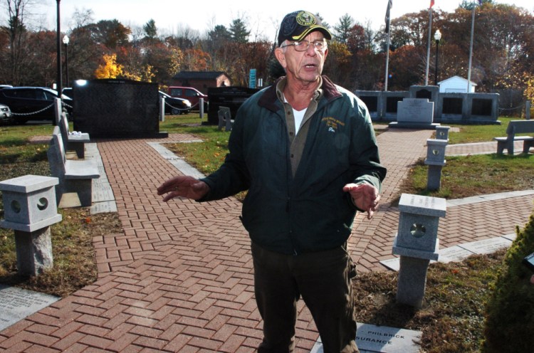 Veterans advocate Tom McCarthy Jr. speaks Wednesday about a 10-year anniversary service that will be held at the Skowhegan Veterans Park in Skowhegan.