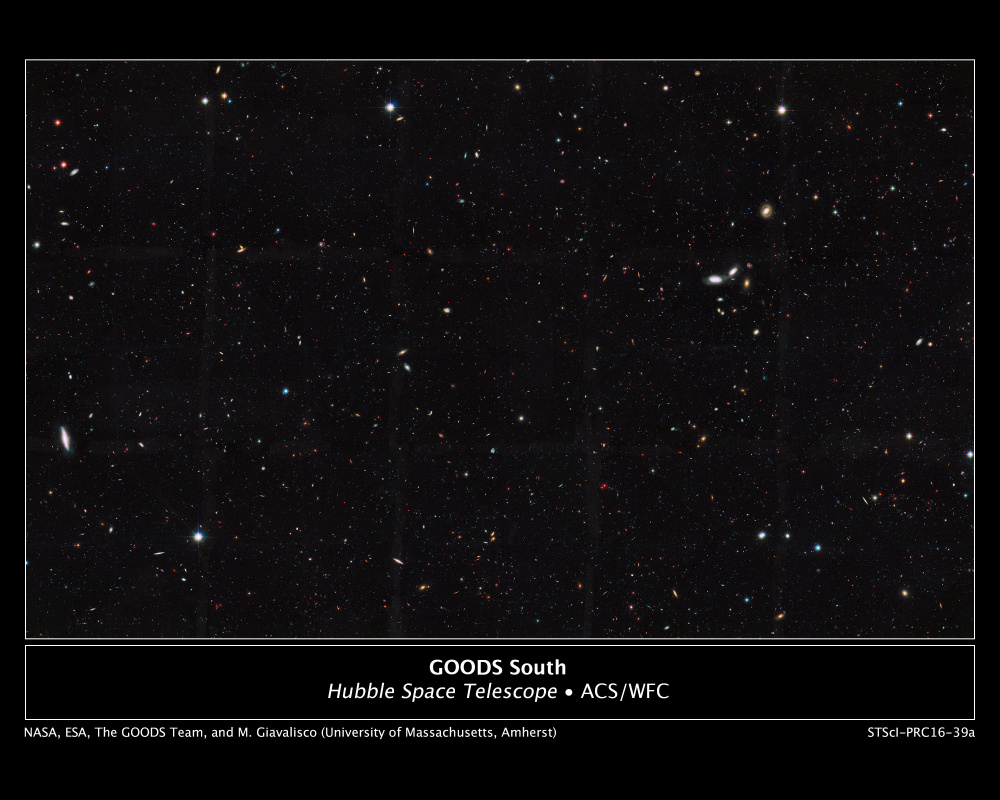 This Hubble Space Telescope view reveals thousands of galaxies stretching back into time across billions of light-years of space. Besides the myriad galaxies visible in this image, only 10 percent of the total number of galaxies in the universe are observable for the current generation of telescopes. Researchers have concluded that at least 10 times more galaxies exist in the observable universe than previously thought, and about 90 percent of galaxies in the observable universe are too faint and too far away to be seen with present-day telescopes.