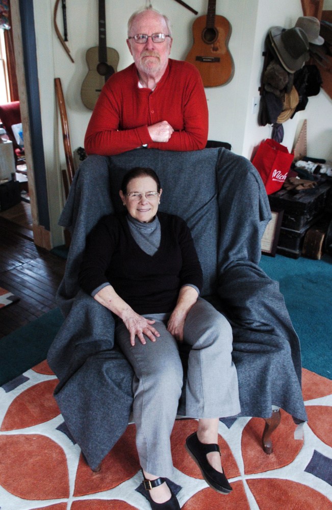 Gene and Amy Rouse take part in an interview Monday in their home in Skowhegan. The couple are both active volunteers for various community projects and organizations.