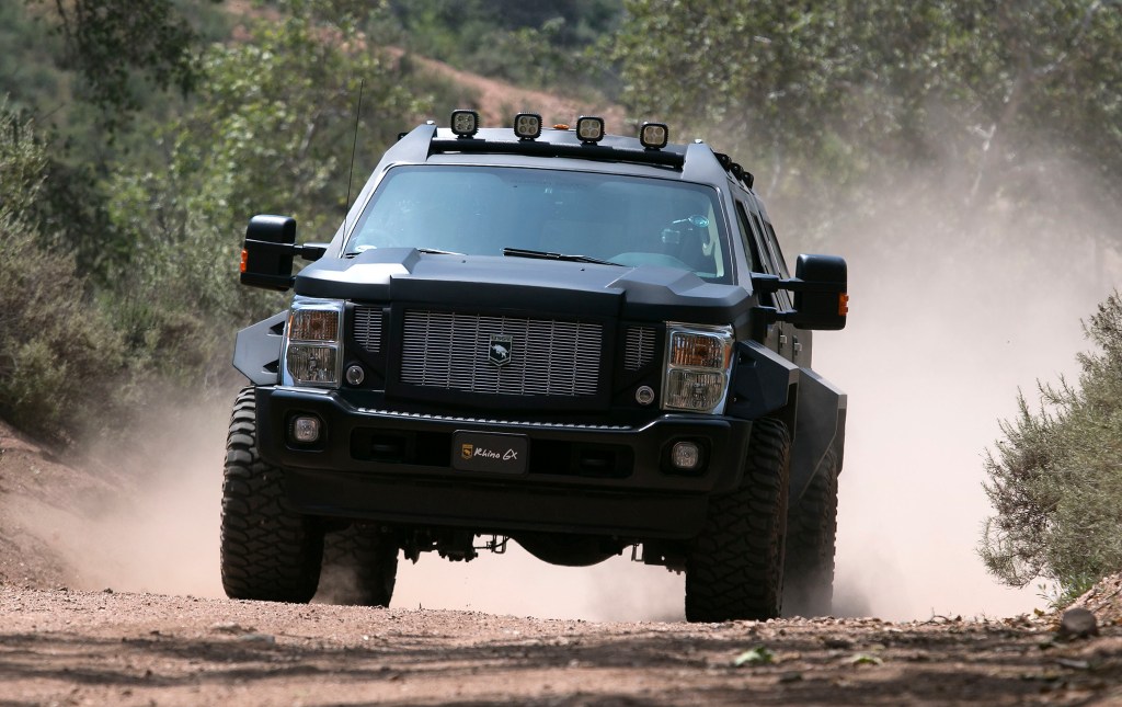 The Rhino GX from US Specialty Vehicles is a nearly five-ton, $250,000 beast of an SUV built on a Ford Super Duty chassis. 