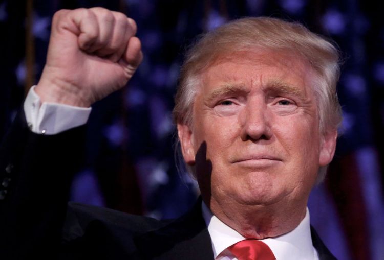 President-elect Donald Trump speaks at his election night rally in Manhattan.