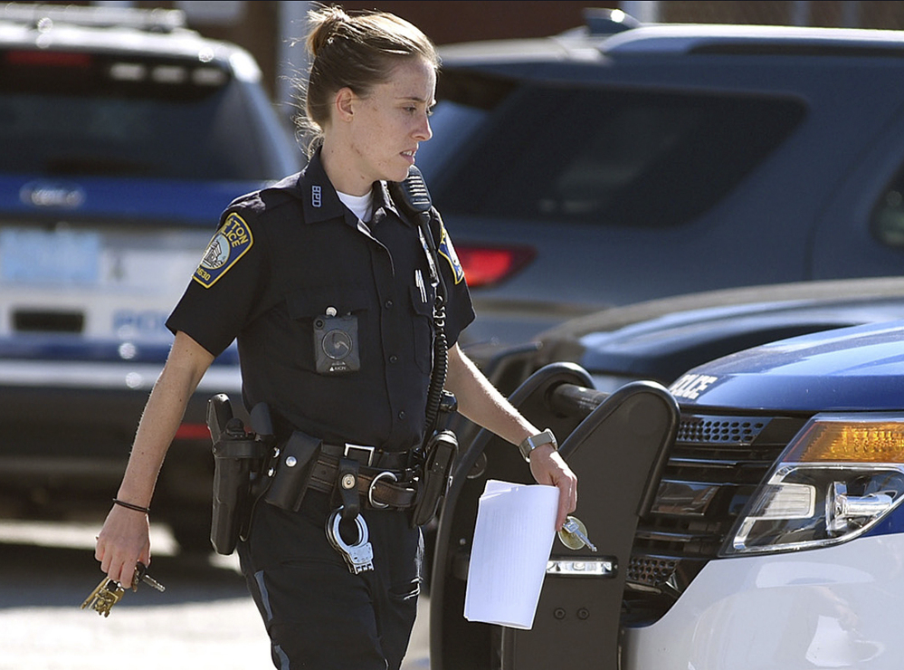 In this Sept. 12, 2016 photo, a Boston police officer wears a body camera on the first day of the six-month pilot project in Boston. A study meant to assess the program is not yet underway, researchers told The Associated Press in December. And law enforcement officials haven't provided updates three months in, civil rights groups said. (P)
