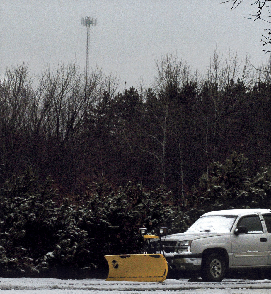 This newly erected cellphone tower can be seen from a residence off Sugar Hill Road in Harmony near the Cambridge town line on Thursday.