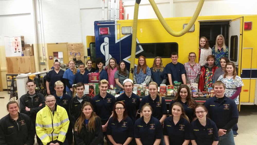 In front, from left, are Coby Dangler, Austin Wescott, Ally Stevens, Donna Roy, Emily Melancon, Ashley Leighton and Mckinley Carignan. Second row, from left, are Nathan Schnee, Dylan Bailey, Hunter Guptill, Zach Campbell, Tyler Noonan, Kirsten Gordon, Kylee Morrissette and AJ Maroney. Third row, from left, are Katie Duby, Alyssa LaBrie, Maria Guthro, Amia Currie, Sierra Lee, Dominique Valezquez, Ashley Gerry, Sarah Stevens, Kate Larsen, Nathan Casey, Taylor Gulasky, Abby Cress, Autumn Bailey and Sierra Kaherl. In back, from left, are Sonnie Hippert and Hallee Parlin.