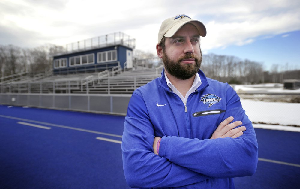 University of New England football coach Mike Lichten, tasked with building a program from the ground up, is spending much of his time on the road, trying to convince players to a join a team that will play its first-ever game in September.