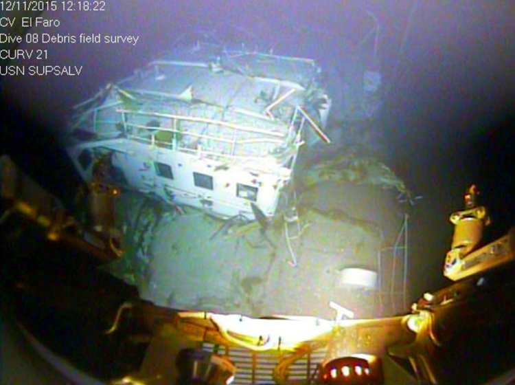 The bridge of the sunken El Faro is shown on the ocean floor, under 15,000 feet of water off the Bahamas. 