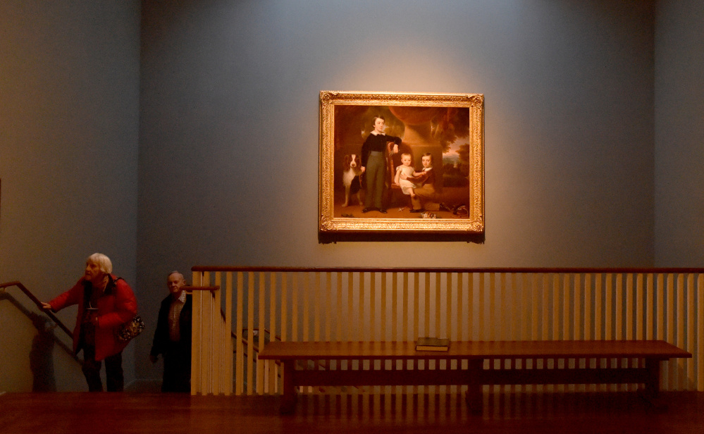 Mark and Kitty Wheeler browse the works of art Thursday at the Colby College Museum of Art in Waterville. Longtime museum supporters Peter and Paula Lunder have donated a gift valued at more than $100 million to the museum, including 1,500 works of art and the creation of the Lunder Institute for American Art.