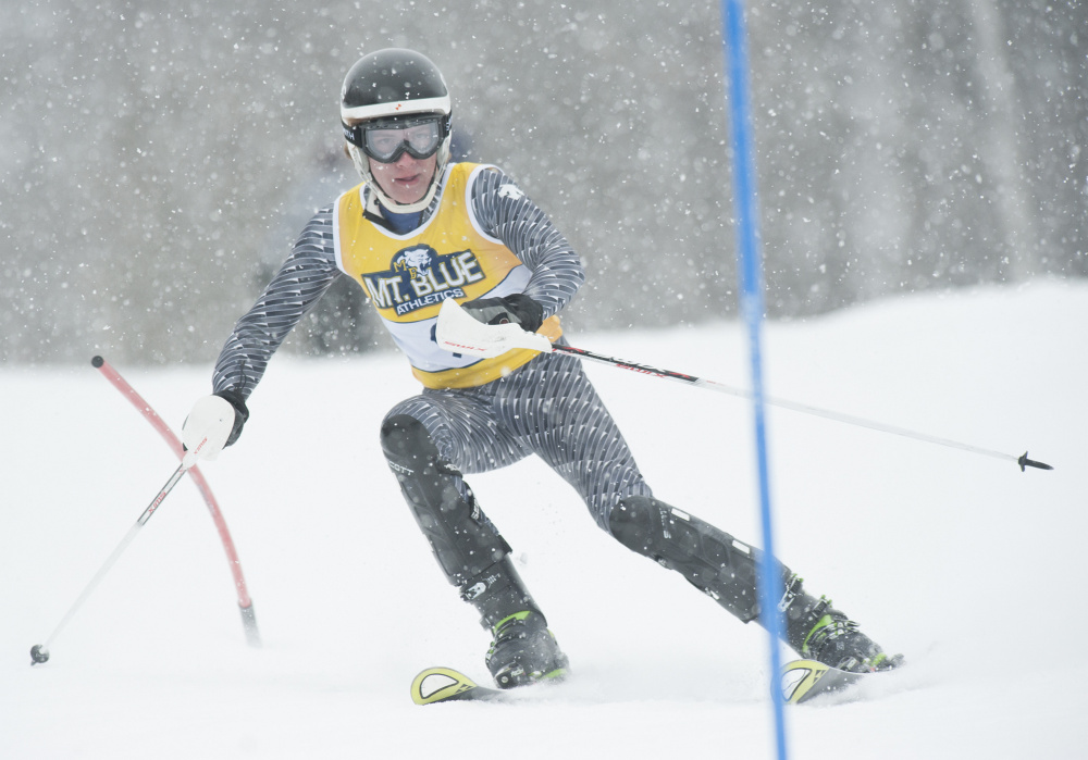 Lucas Lenfest of Skowhegan competes in the Kennebec Valley Athletic Conference Championships on Saturday at Titcomb Mountain.