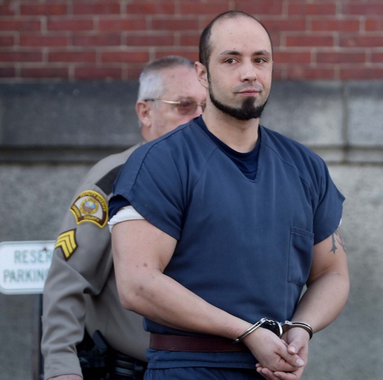 Luc Tieman, 33, of Fairfield, leaves Somerset County Superior Court in Skowhegan on Nov. 18 after entering a not guilty plea in the death of his wife Valerie.