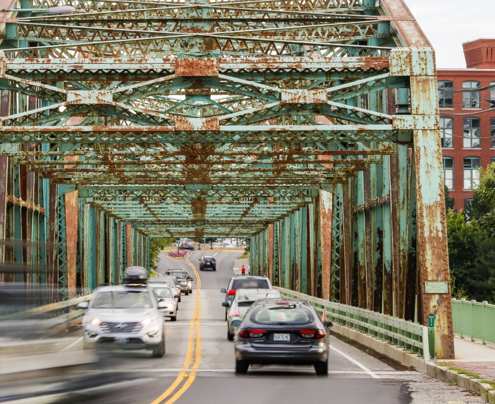 The Frank J. Woods Bridge between downtown Brunswick and downtown Topsham.