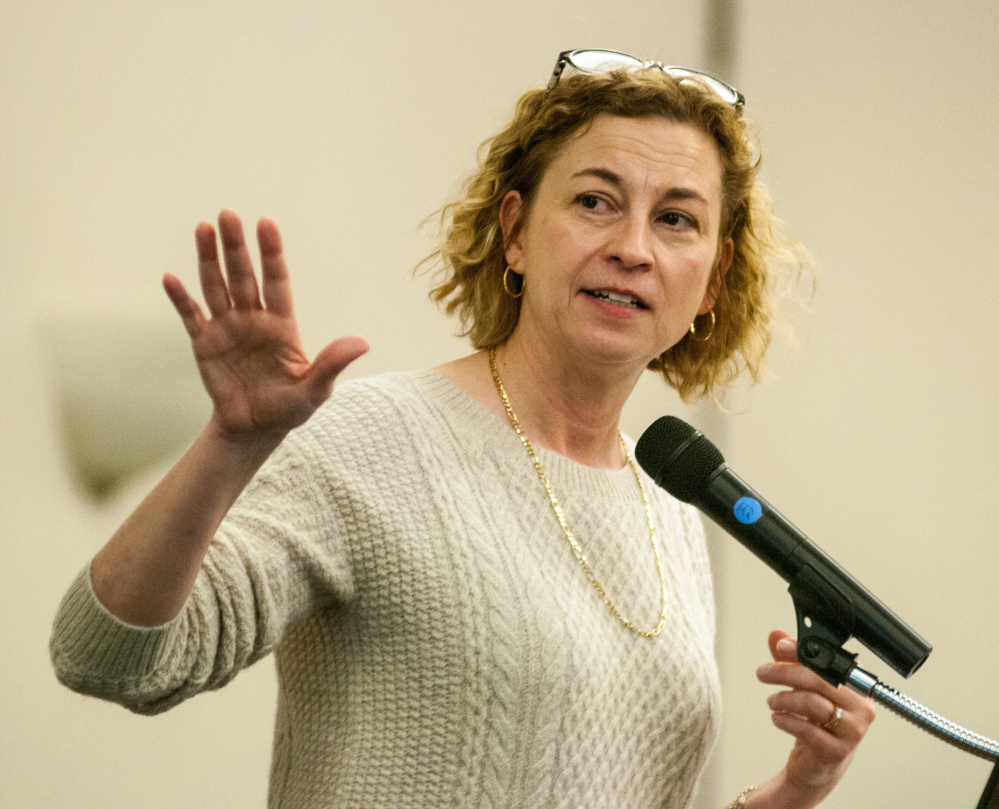 Kimberly Johnson, the director of the federal Center for Substance Abuse Treatment, talks about the national epidemic of opioid addiction Wednesday at the Augusta Civic Center.