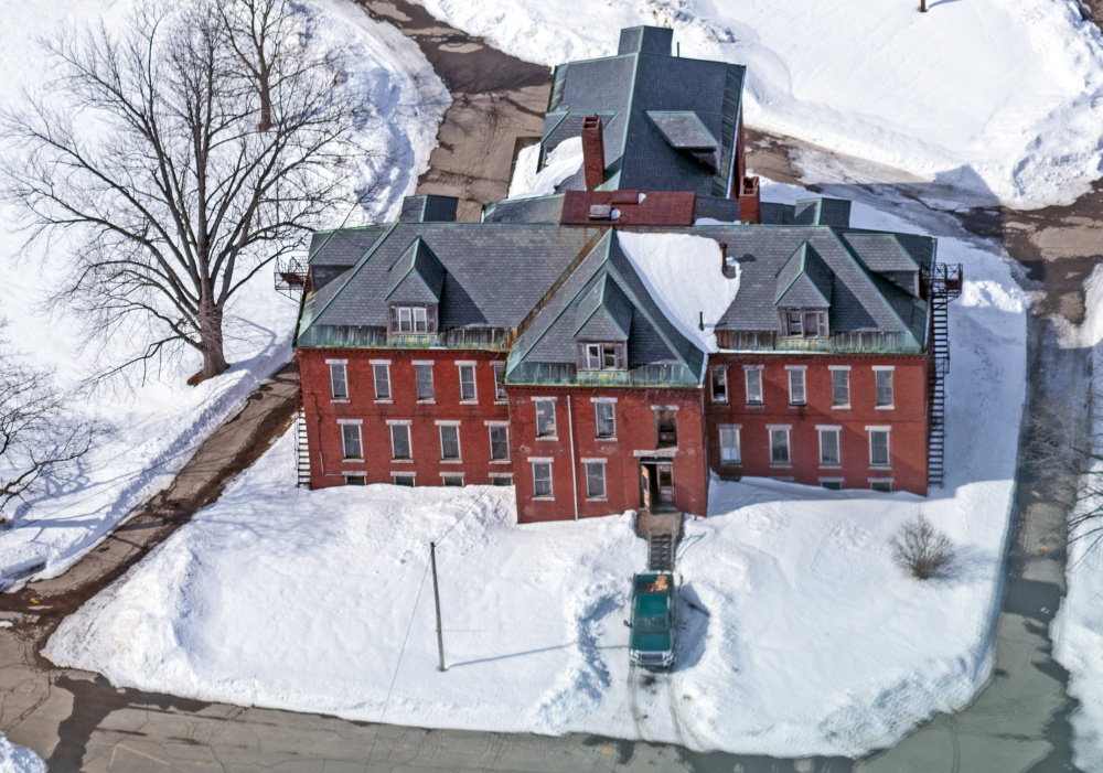 This Feb. 21 aerial view shows the Stevens Commons complex in Hallowell, which would benefit from the passage of a bond issue to help pay for infrastructure improvements at the site.