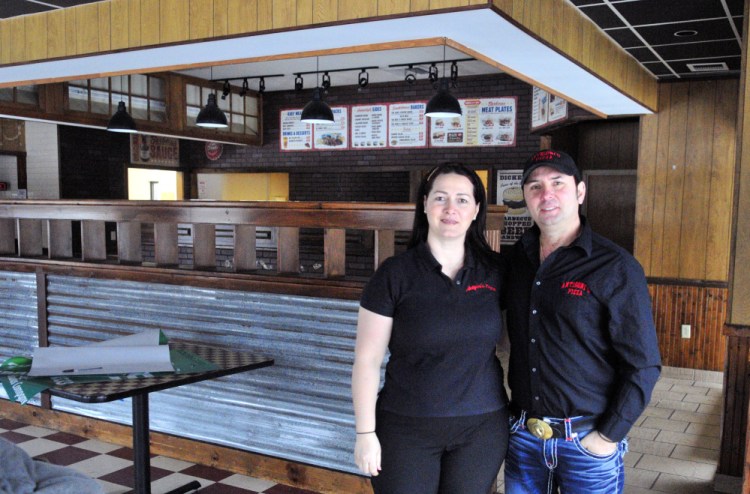 Antigoni Papagjaki, left, and Kastroit Xhollo stand on Wednesday in the dining room they plan to renovate at the site of Antigoni's Augusta on Bangor Street.