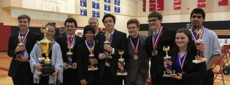 Members of Scarborough High School’s Academic Decathlon team are: David Flewelling, Allison Lafferty, Jon York (assistant coach, rear), Evan Kane, Ian Youth, Shane Davis (head coach, rear), Sam Curtis, Eric Huber, Thomas Vachon, Katherine Kenney and Raja Muthyam.