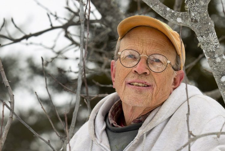 John Bunker in his orchard on Super Chilly Farm in Palermo.