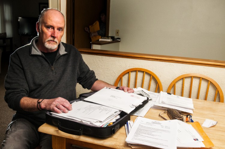 Terrence Marks, 55, of West Gardiner, talks about his kidney disease and retirement case during an interview on Thursday in his West Gardiner home.