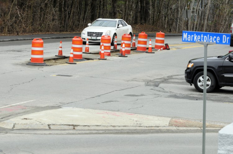 This Friday photo shows the section of Townsend Road between Marketplace and Civic Center drives in Augusta that will be closed beginning Monday morning.