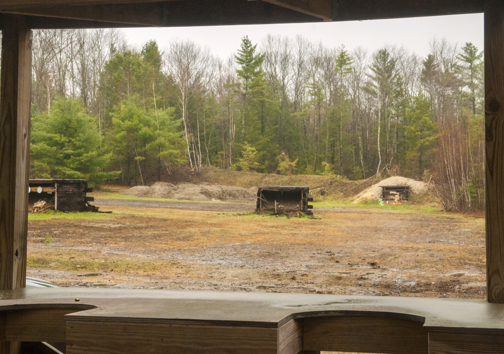 Staff photo by Joe Phelan
A long-range shooting station frames the firing range Thursday behind the clubhouse at the West Gardiner Rod & Gun Club.