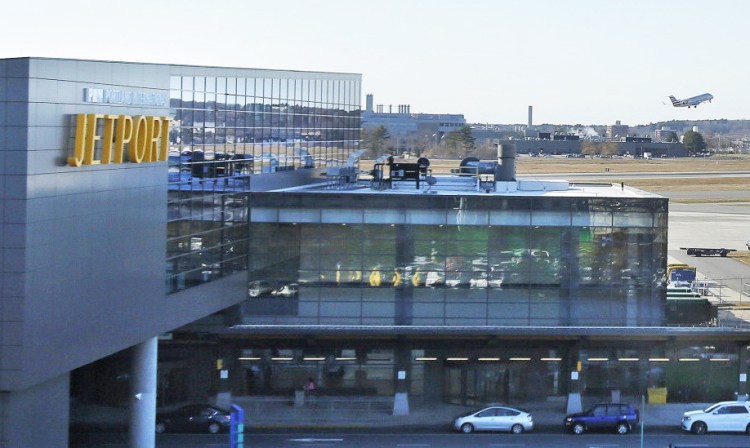 A plane takes off from the Jetport in 2015. 