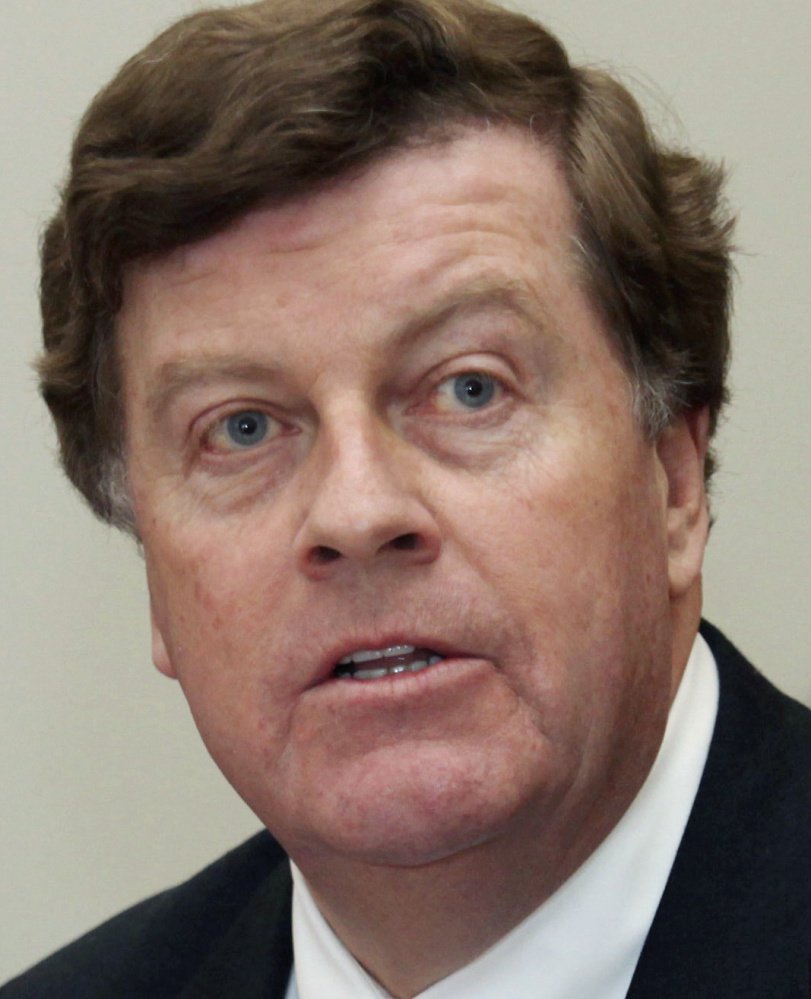 FILE - In this Thursday, Feb. 10, 2011 , file photo, Senate Democratic Leader Barry Hobbins, D-York, speaks in Augusta, Maine. Hobbins, Gov. Paul LePage's pick for the public's chief consumer advocate, sailed through a key committee with a unanimous vote on Tuesday, May 9, 2017, without any discussion of a November 2016 arrest for drunken driving in Massachusetts. (AP Photo/Joel Page, File)