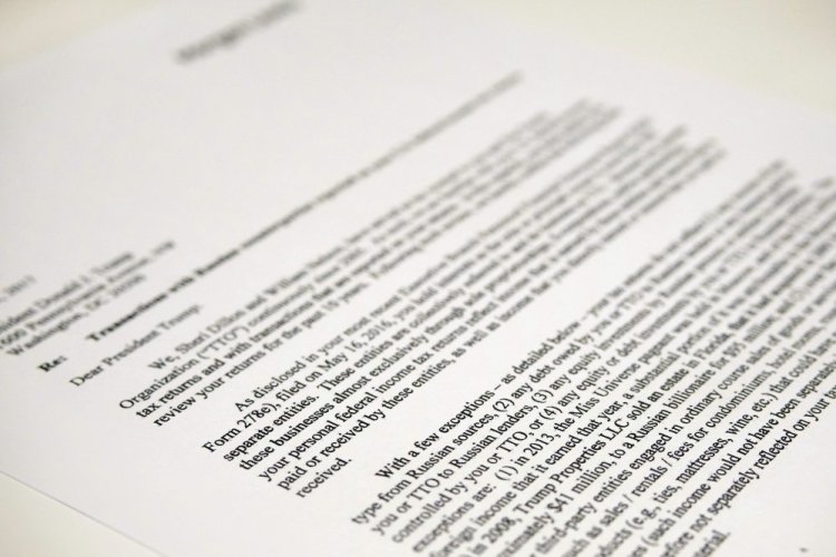 A copy of a letter to President Trump from the law firm of Morgan, Lewis & Bockius LLP says that a review of his last 10 years of tax returns do not reflect "any income of any type from Russian sources," with some exceptions.