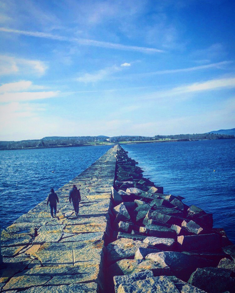 The rocky shores of Rockland, seen in April, offers fresher air and a cool tide.