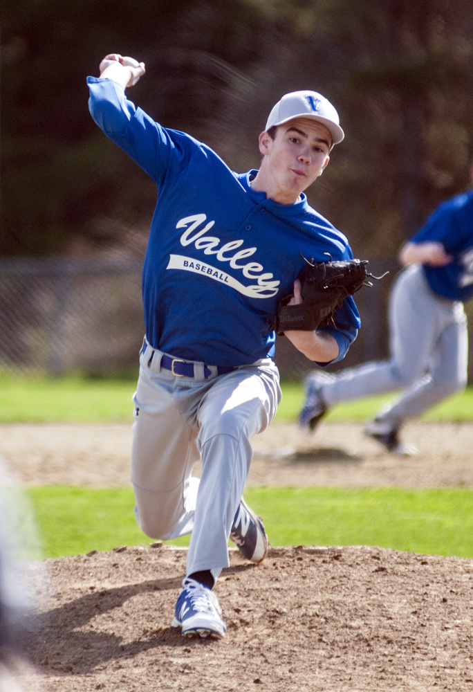 Valley's Nathan Ames throws a pitch against Richmond during an East/West Conference game Thursday in Richmond.