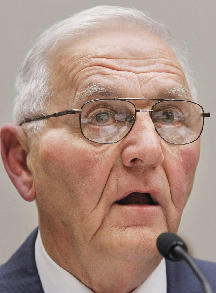 Wright County Egg owner Austin DeCoster, testifies on Capitol Hill in Washington, Wednesday, Sept. 22, 2010, before the House Oversight and Investigations subcommittee hearing on "The Outbreak of Salmonella in Eggs".  (AP Photo/Manuel Balce Ceneta)
