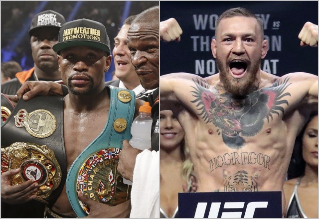 Floyd "Money" Mayweather Jr., left, Conor McGregor, right. 