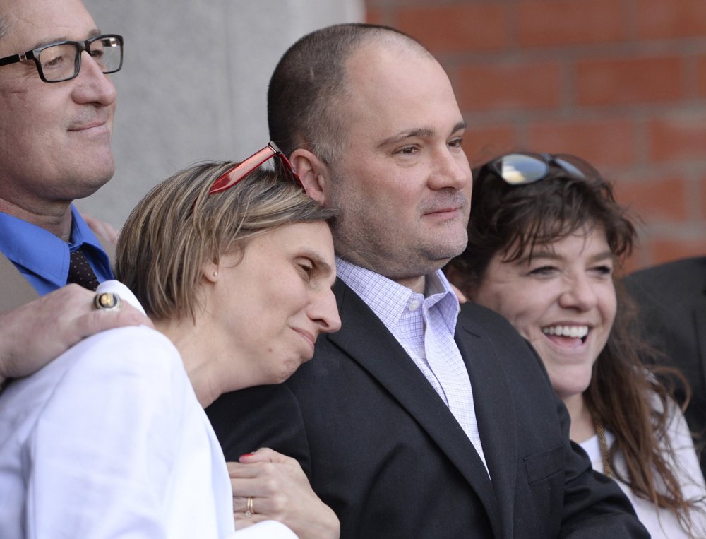 Justice Joyce Wheeler, above, rejected the argument that prosecutors need more time to review materials in the case of Anthony Sanborn Jr., middle left, now free on bail after new evidence emerged.