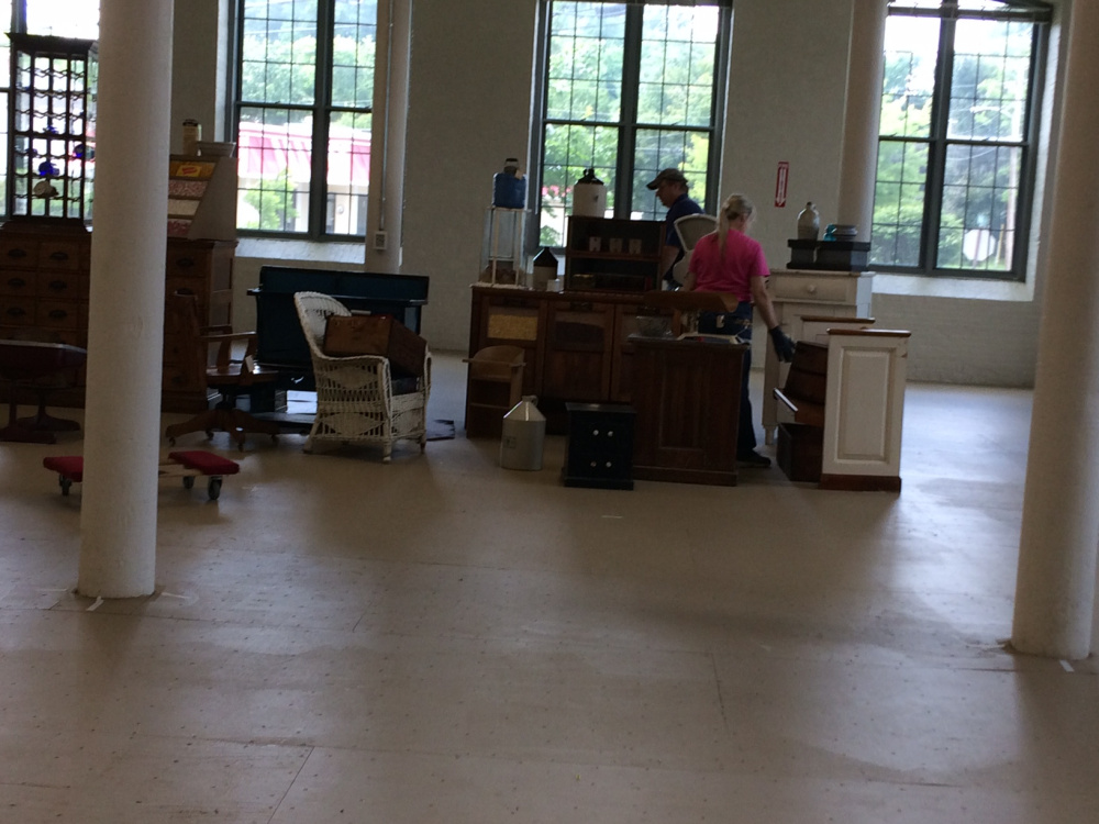 Antiques dealers move their wares into the Hathaway Creative Center on Water Street in Waterville. Hathaway Mill Antiques, a sister to Brunswick Mill Antiques in Brunswick, is run by North River Hathaway, a part of the New York-based development company that bought the Hathaway complex for $20 million in February.