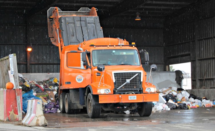 Garbage is emptied at the Oakland trash transfer station