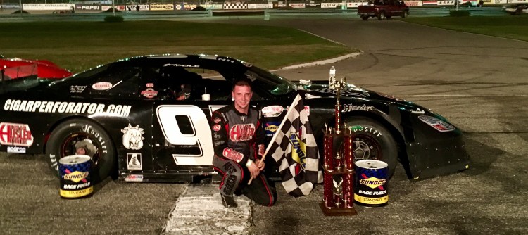 Joey Polewarczyk Jr. of Hudson, New Hampshire, won the PASS 150 at Beech Ridge Motor Speedway in Scarborough on Saturday night for his first win of the season.