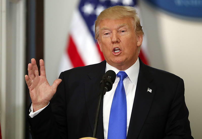 President Donald Trump speaks at a meeting of the Presidential Advisory Commission on Election Integrity, Wednesday, July 19, 2017, in the Eisenhower Executive Office Building on the White House complex in Washington. (AP Photo/Pablo Martinez Monsivais)