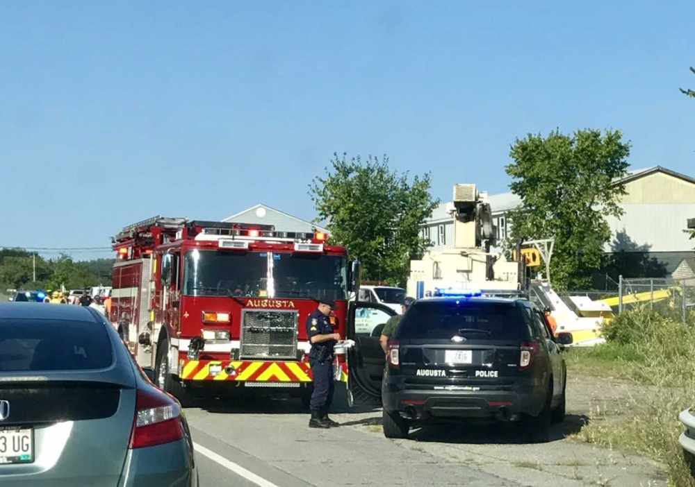 A tractor-trailer rolled over on Route 3 in Augusta on Thursday morning, in a ditch by Lapointe Lumber.