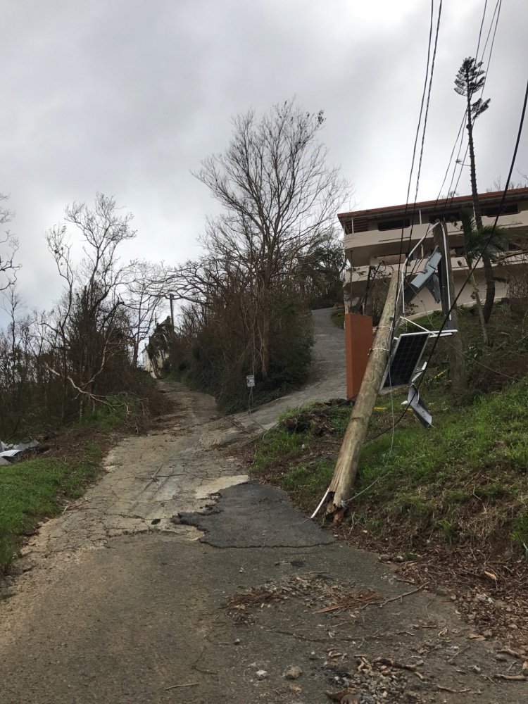 Dunphey's apartment building in St. Thomas in the aftermath of Hurricane Irma.