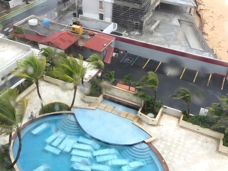 Winds kick up at the hotel in San Juan, Puerto Rico, where Peter and Beth Richardson found themselves riding out Hurricane Irma.