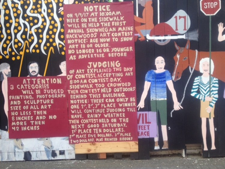 Downtown Skowhegan artist Steve Leakos plans to hold an art contest Saturday outside his Water Street gallery.