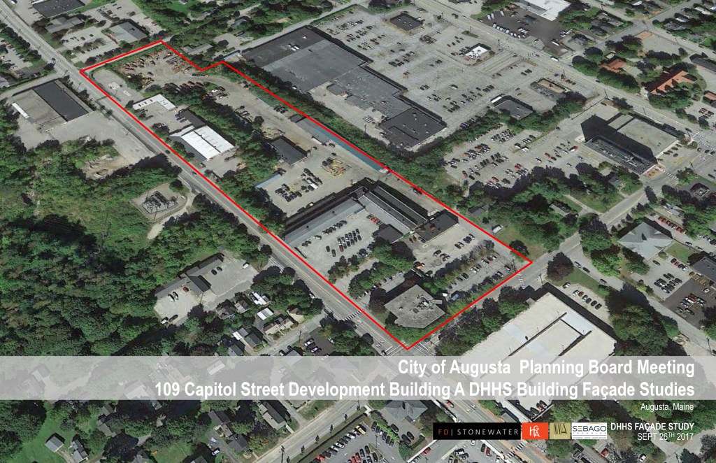 An image submitted to the Augusta Planning Board outline the space where a new state office building is planned.