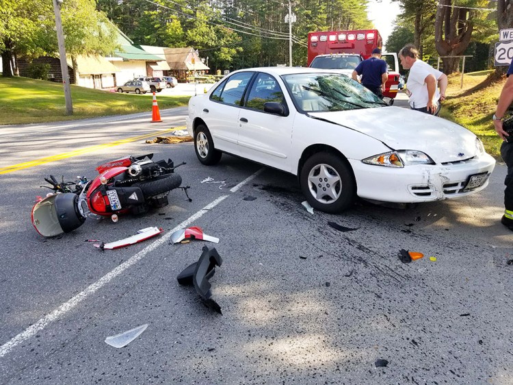 The scene of the fatal collision on Route 202 in Alfred on Monday.