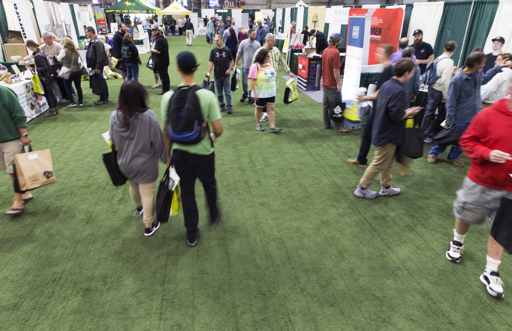 The NECANN conference at Portland Sports Complex is Maine's largest cannabis convention, with about 2,000 attendees,120 exhibitors and more than 100 speakers. (Staff photo by Ben McCanna/Staff Photographer)