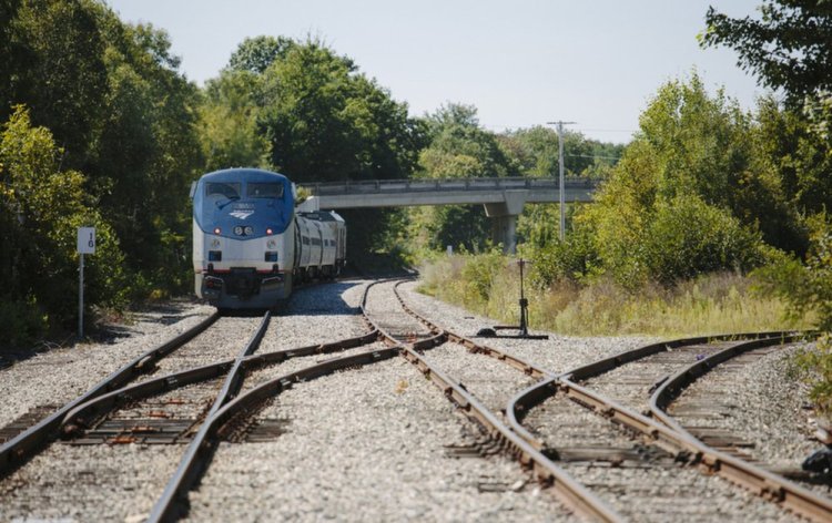 A Downeaster train sits on the tracks near the Brunswick station in 2014. Seasonal passenger excursion trips were offered on the 57-mile rail line from Rockland to Brunswick from 2004 through 2015. That ended when the state ended its contract with Maine Eastern Railroad.