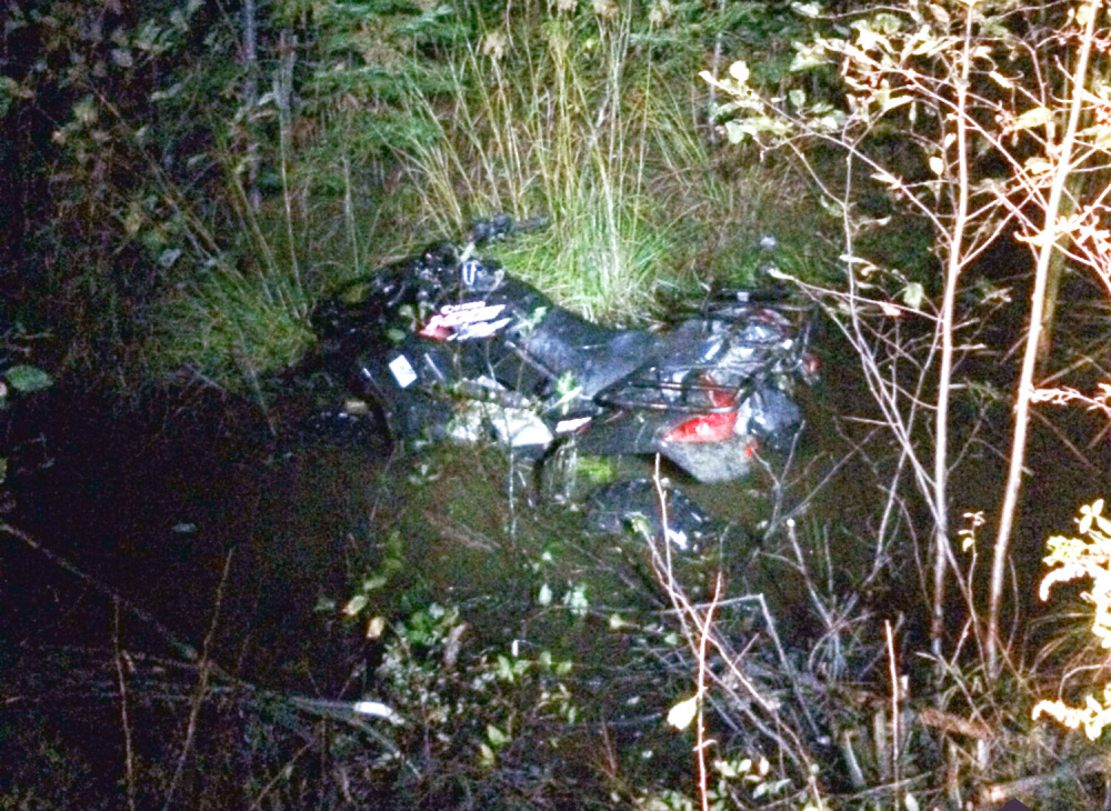 The Kymco 300 all-terrain vehicle driven by Krystle Lincoln, who died Tuesday night in a crash in Coplin Plantation.