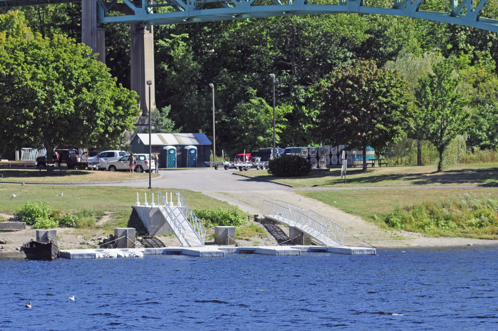 The Greater Augusta Utilities District unveiled a proposal this week to build a new above-ground stormwater sewage tank near the East Side Boat Landing, shown in this 2016 file photo.