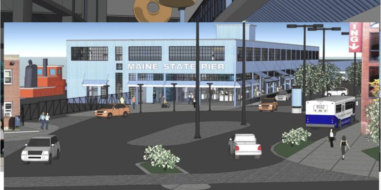 A rendering shows the Portland Ocean Terminal on the Maine State Pier. Like most earlier plans, this one calls for the replacement of the iconic 950-foot-long Whaling Wall.