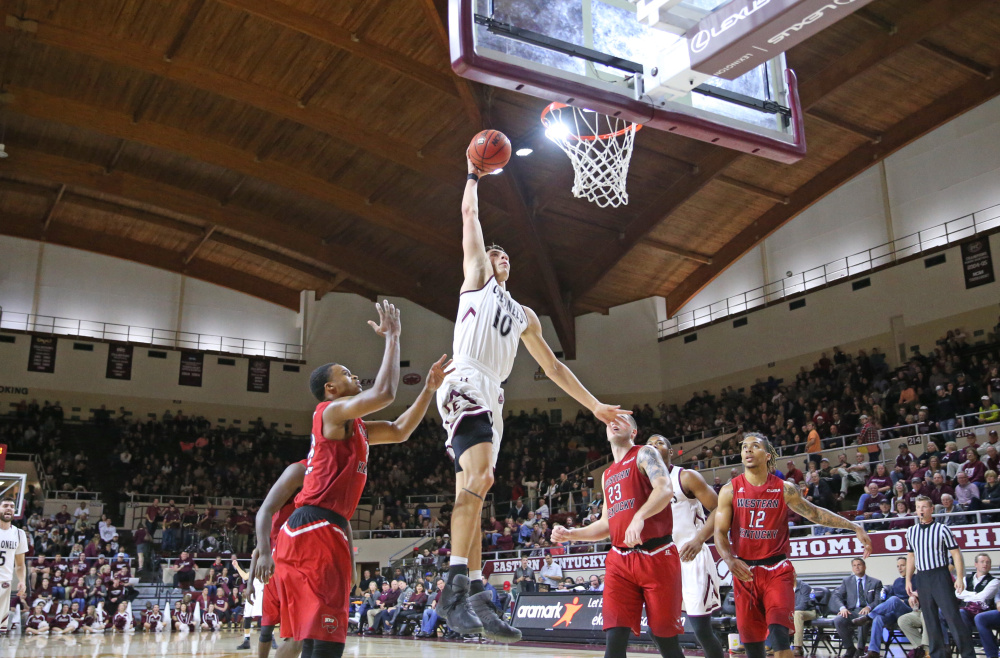 Eastern Kentucky forward Nick Mayo has been hailed as one of the top players in the Ohio Valley Conference. The Messalonskee graduate averaged 18.5 points a game for Colonels last season.