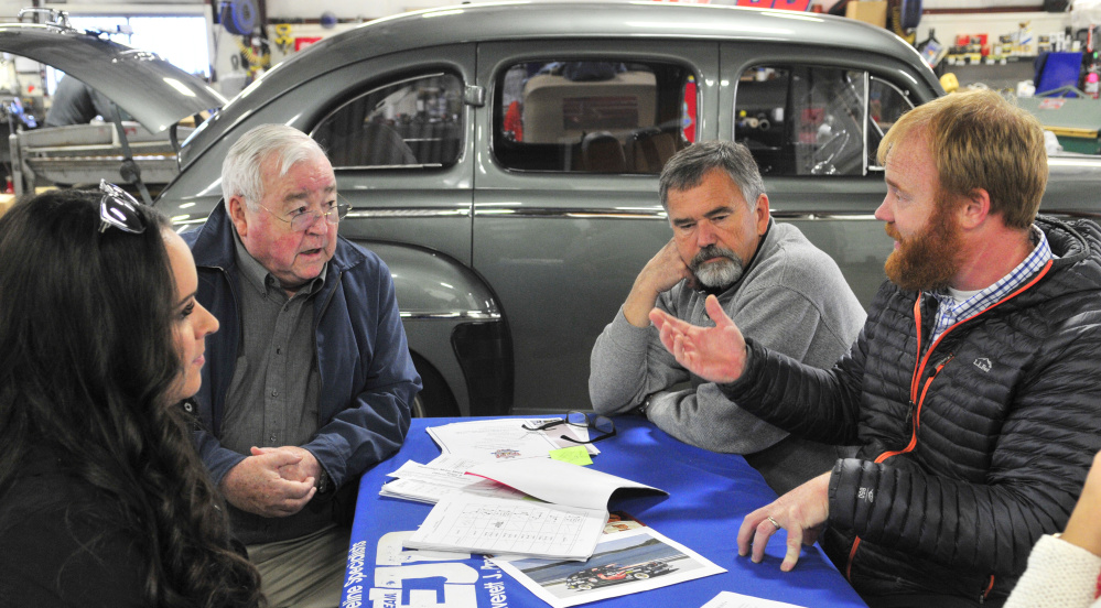 Katie Doherty, Peter Prescott, Ed Chapman and Patrick Wright talk about plans to bring The Great Race to Gardiner next summer during an interview Wednesday in Gardiner.