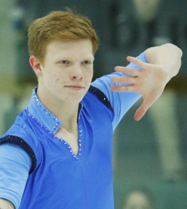 Franz-Peter Jerosch, 16, of Yarmouth, skating with Jade Hom, took the gold medal Tuesday in novice pairs at the U.S. Figure Skating Championships in San Jose, Calif. They won the Eastern Sectionals in November.