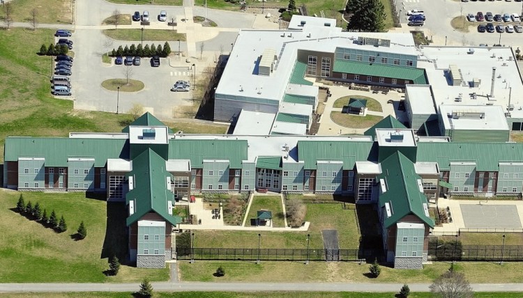 This aerial photo shows the Riverview Psychiatric Center on the banks of the Kennebec River in Augusta.