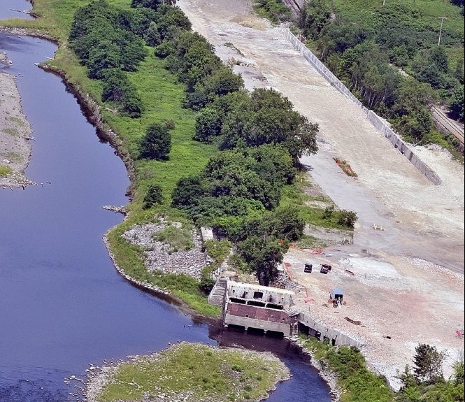 This July 2010 aerial photo shows the site where Statler Tissue once stood on the east side of Kennebec River in Augusta. The Augusta Housing Authority is proposing to build 29 rental units on a small portion of the property away from the water.